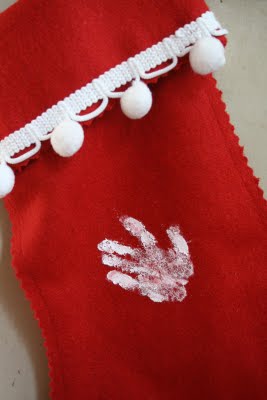 Handprint baby stocking