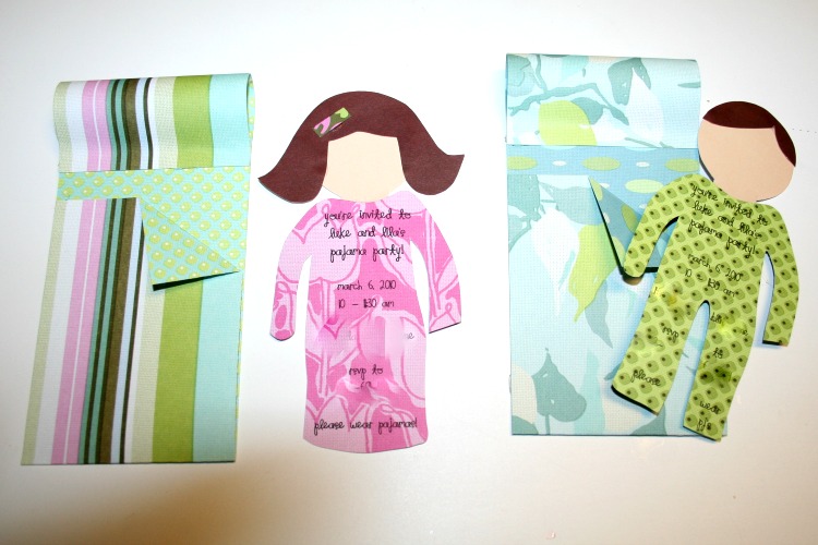 paper doll sleeping bag pajama party invitations