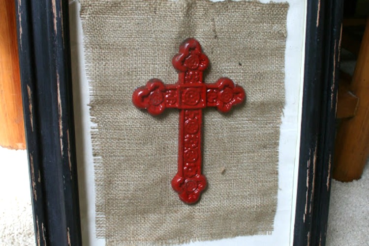 upcycled cross shadowbox art