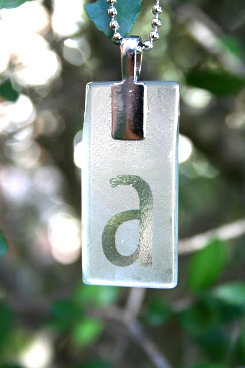 DIY glass monogrammed pendant
