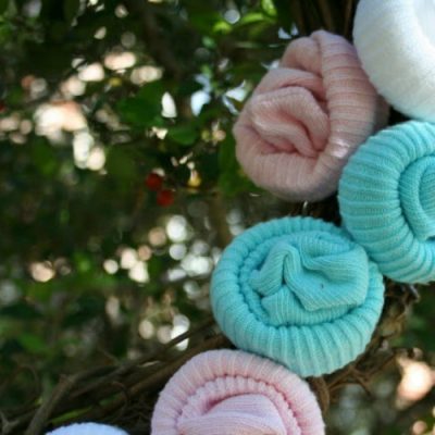 Baby Sock Rosette Wreath
