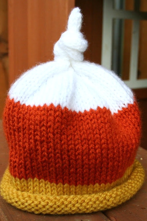 easy knit candy corn hat