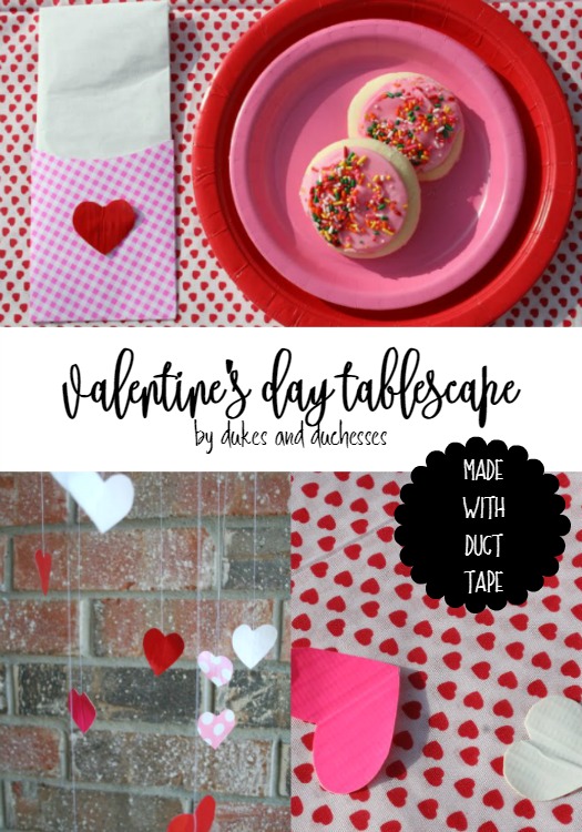 valentine's day tablescape made with duct tape