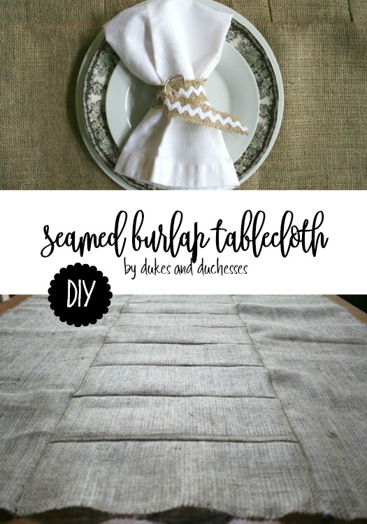 DIY seamed burlap tablecloth