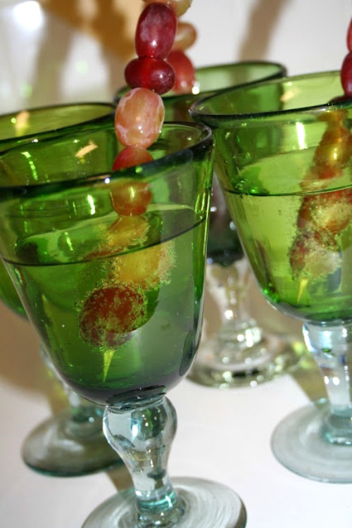 grapes in glasses for new years eve