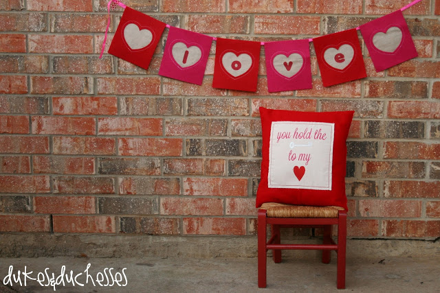 valentine banner and pillow
