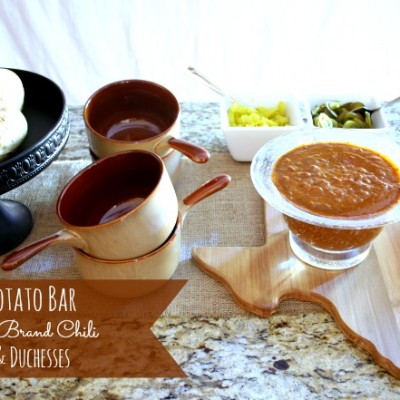 A Baked Potato Bar with Wolf Brand Chili #1TexasChili