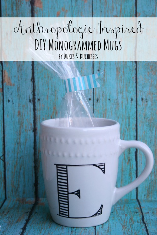 anthropologie inspired DIY monogrammed mugs