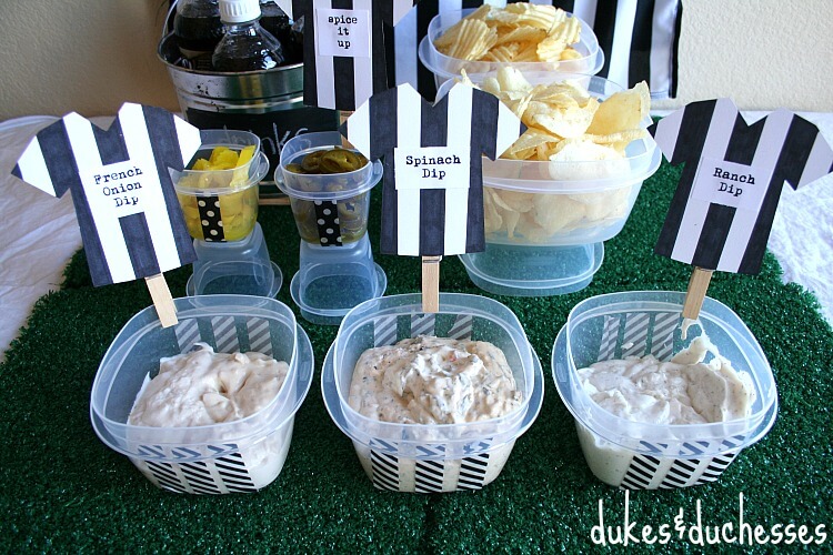 chip and dip station with a referee theme