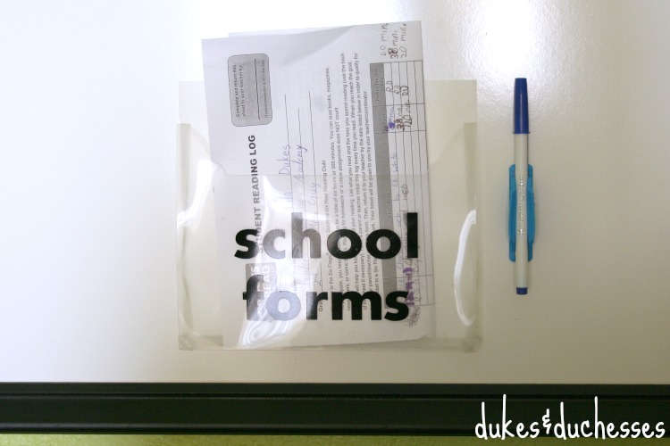 pocket for school forms
