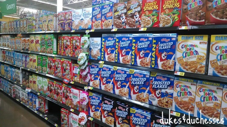 cereal aisle at Walmart