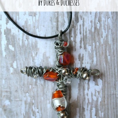 Wire and Bead Cross Pendant