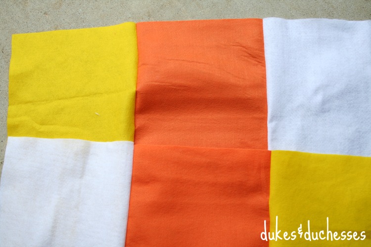 strips sewn for candy corn costume