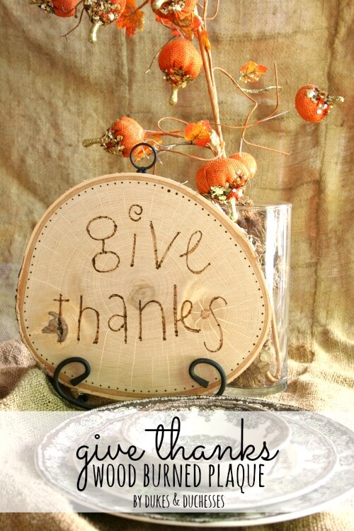 give thanks wood burned plaque