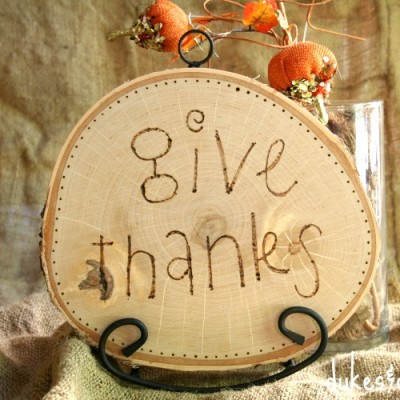 Give Thanks Wood Burned Sign