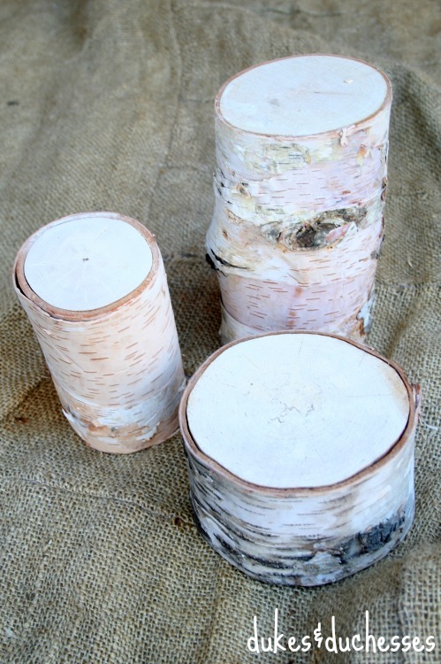 birch logs for fall centerpiece