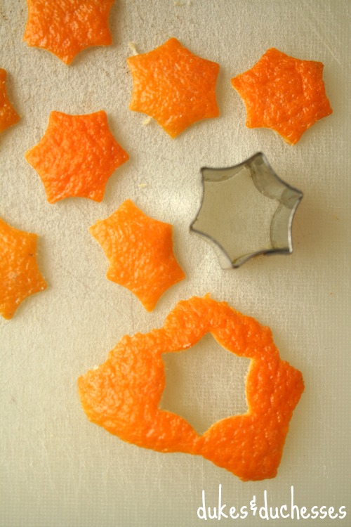 stars cut from orange peel