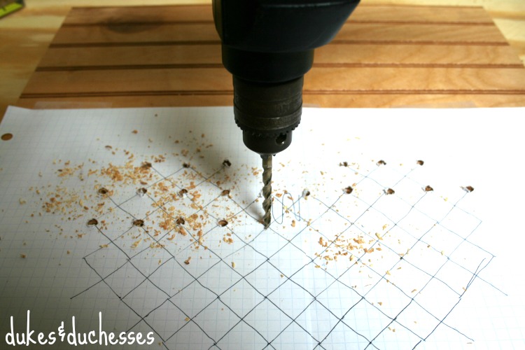 drilling holes for cross stitch sign