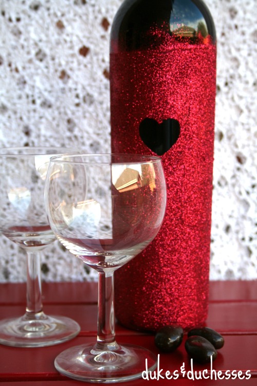glitter wine bottle for valentine's day