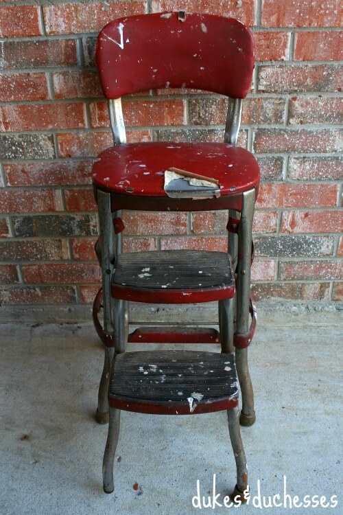 vintage stool before makeover