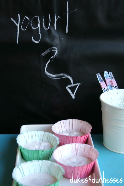 yogurt bar with yogurt in cupcake wrappers