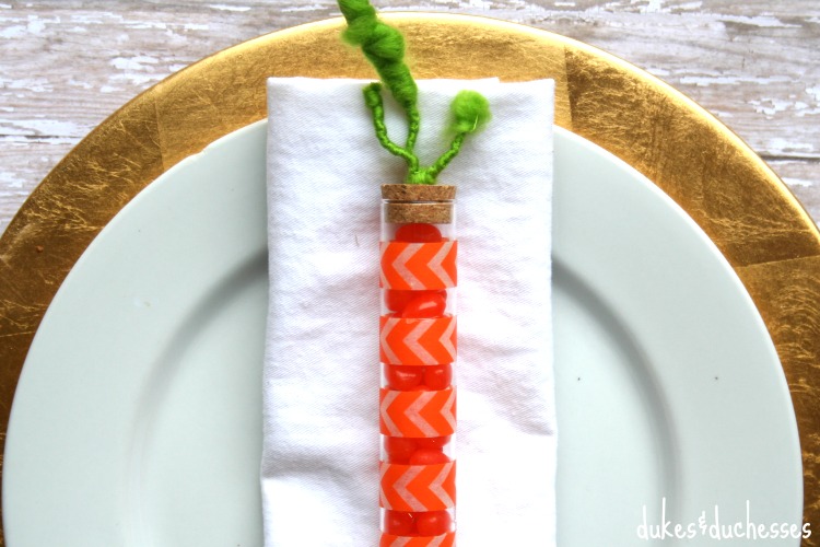 washi tape embellished test tube carrot party favor
