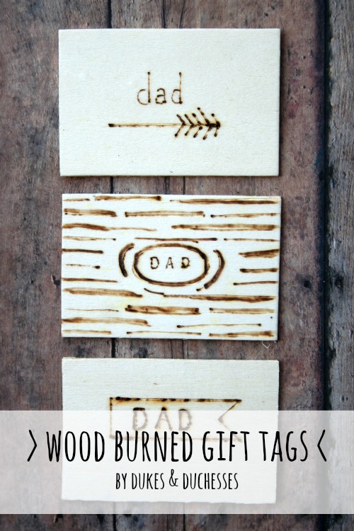 wood burned gift tags