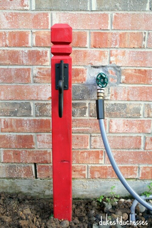 DIY hose holder in garden