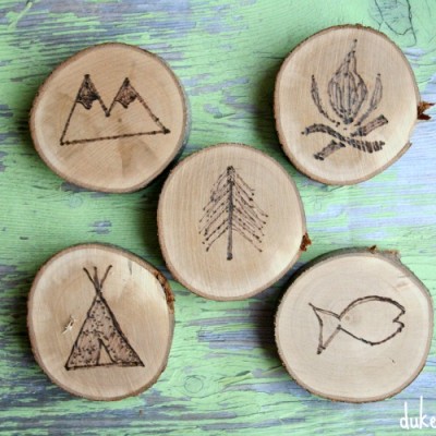 Wood Burned Wood Slice Magnets