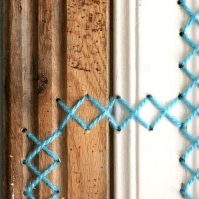 Cross Stitch Monogram on Wood