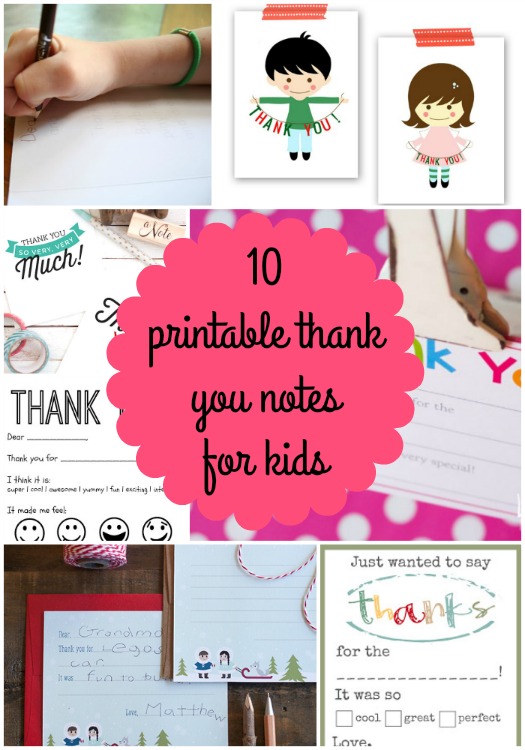10 printable thank you notes for kids