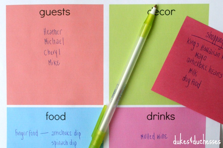 printable for party planning
