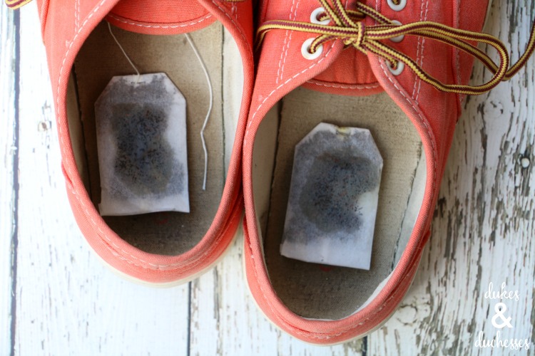 scented tea bags in shoes to get rid of stinky smell