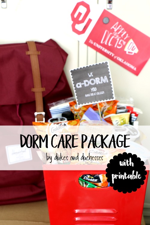 dorm care package with printable