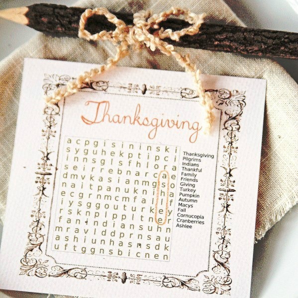 thanksgiving word search place cards