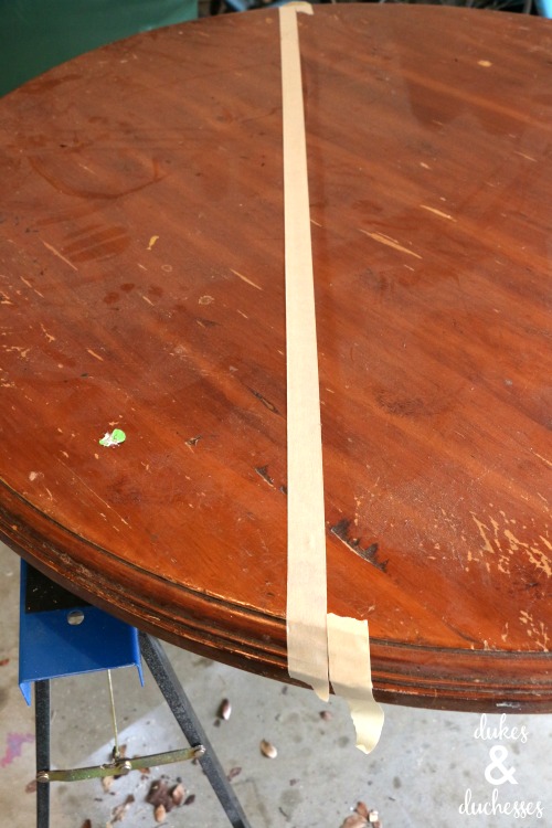 tape line to cut table