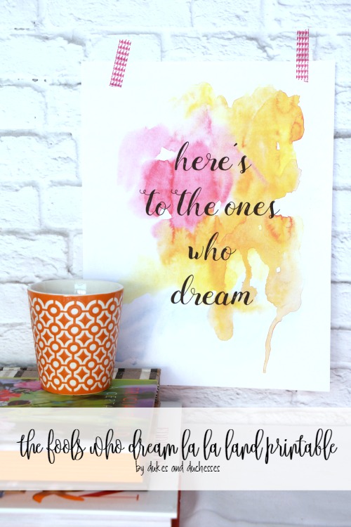 the fools who dream la la land printable