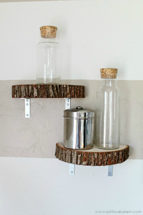 wood slice shelf tutorial