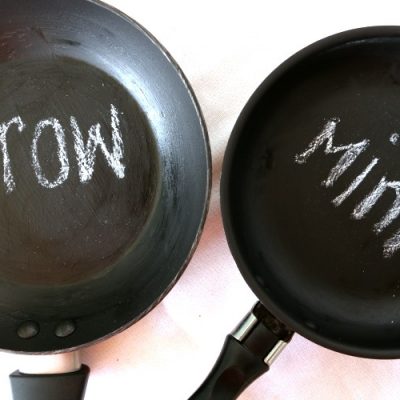 Upcycled Chalkboard Frying Pan Garden Markers