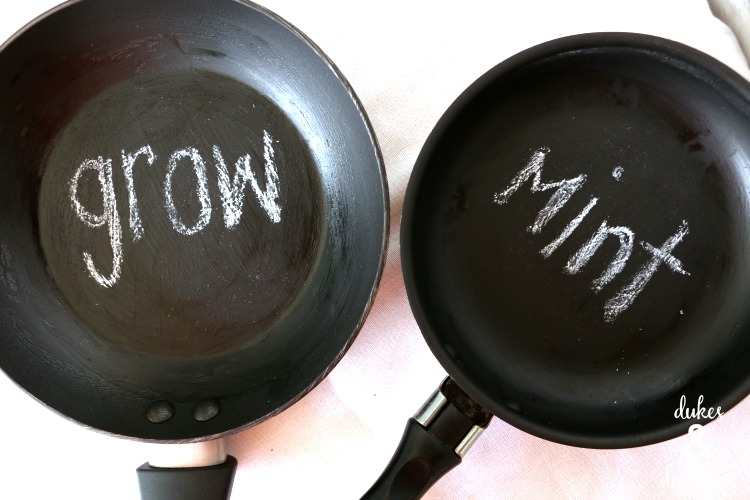 chalkboard garden markers repurposed from frying pans