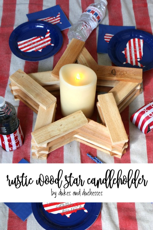 rustic wood star candleholder