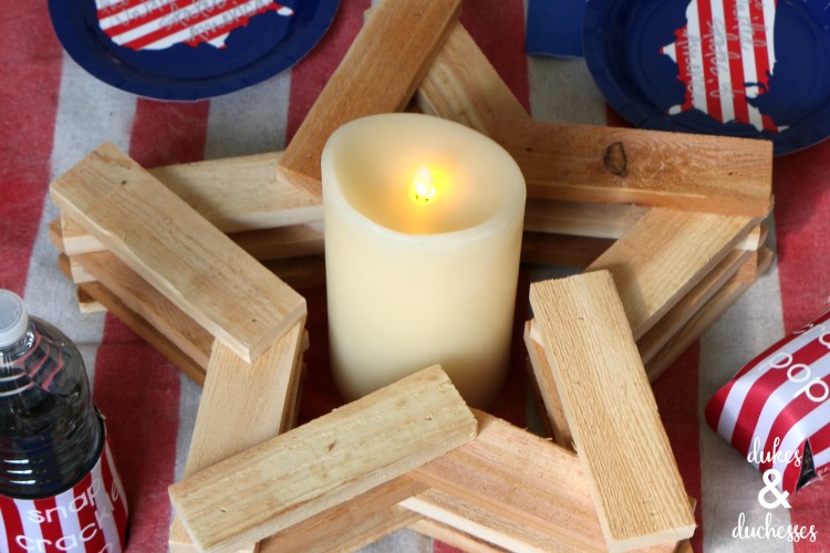 wood star candleholder