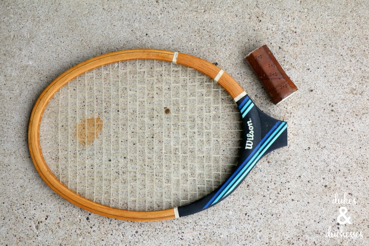 tennis racquet and handle repurposed project