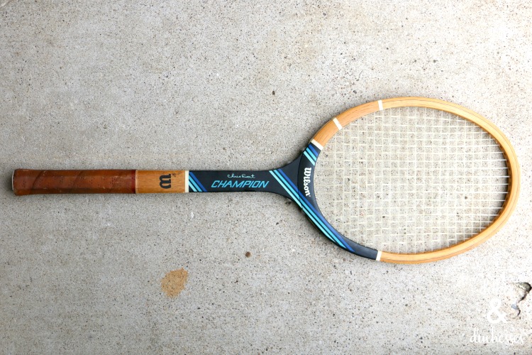 thrift store tennis racquet upcycled project