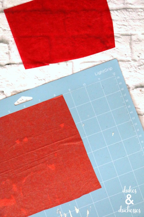 tissue paper on light grip cricut mat