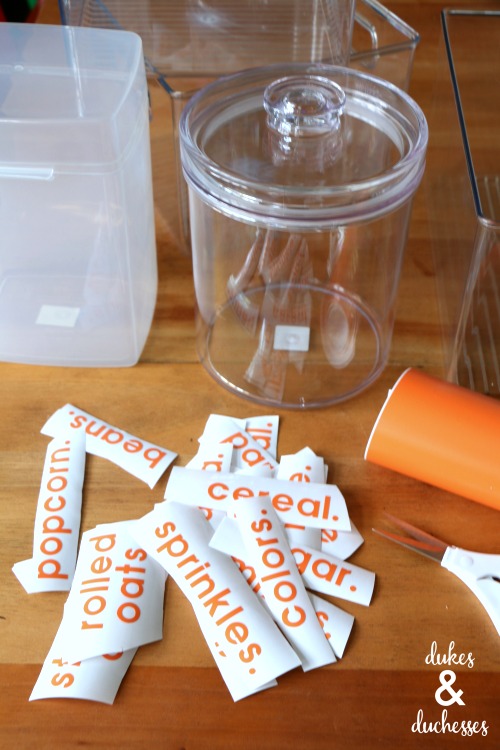 vinyl labels for pantry containers