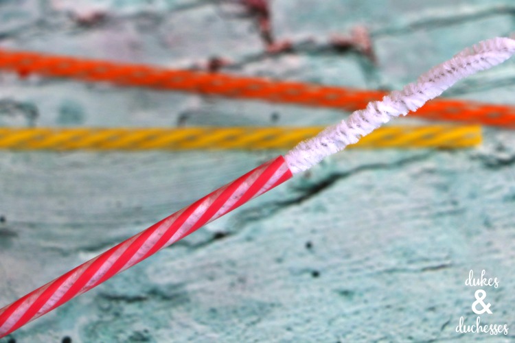 cleaning reusable straw with chenille pipe cleaner