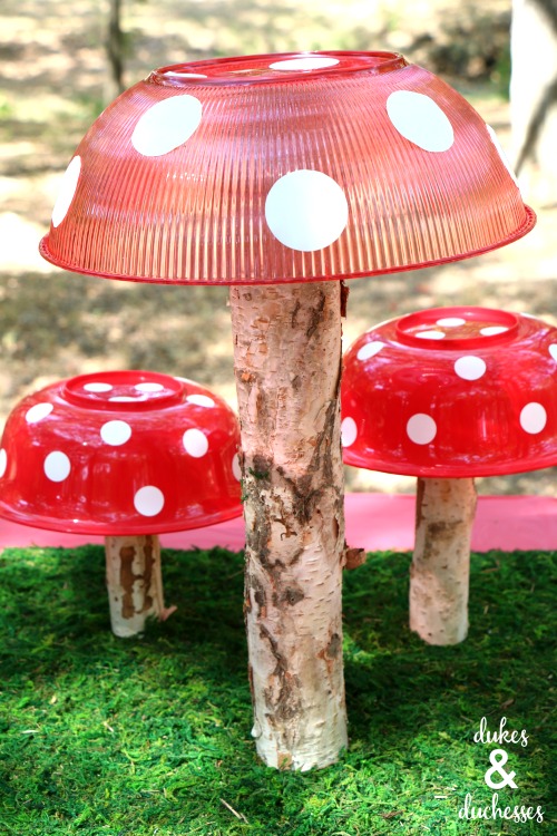 dollar store toadstool party centerpiece