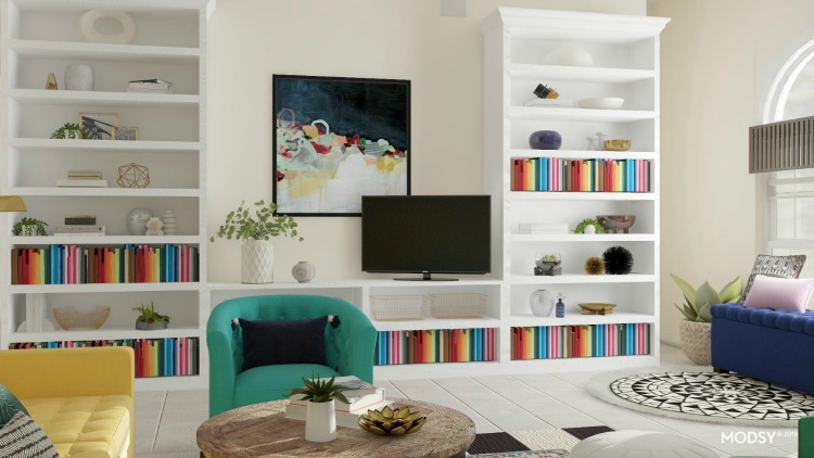 modsy book shelf staging ideas