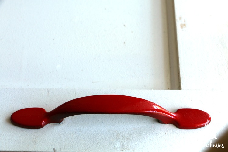painted handle on cabinet door tabletop